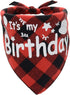 Dog Birthday Bandana Scarf with Cute Bling Hat - Pet Party Supplies for Small Medium Large Dogs (Red)