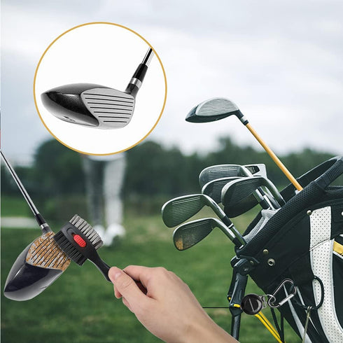 THIODOON 2 Pack Golf Club Brushes and Groove Cleaner, Oversized Brush Head with Magnetic Keychain, Comfortable Grip