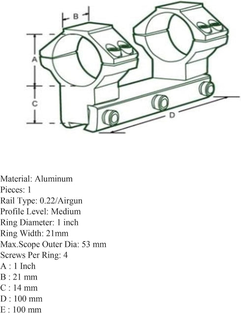 UTG 1PC 1" Medium Profile Airgun Mount with Stop Pin, Dia , Black
