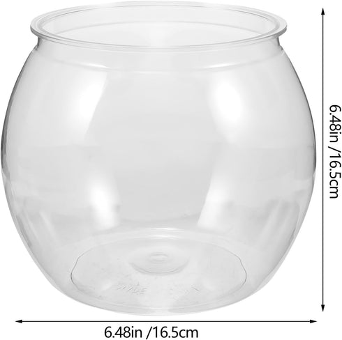 Small Glass Fish Bowl, Plastic Aquarium Goldfish Tank for Desktop Turtle Tank, Micro Landscape Decoration (16.5x16.5cm)