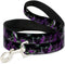 Buckle-Down Pet Leash - Maleficent & Diablo Black Roses/Purples - 4 Feet Long - 1/2" Wide
