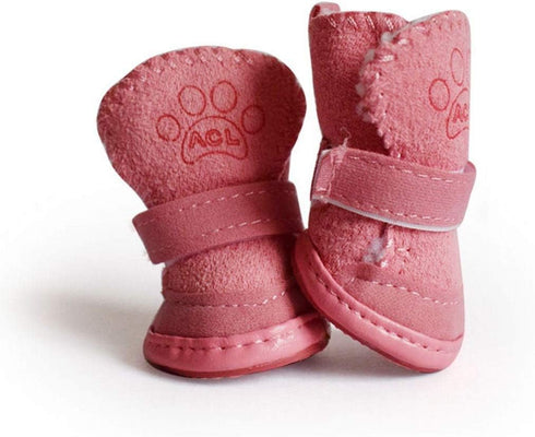 payanwin Anti-Slip Dog Boots Paw Protector, Winter Warm Skidproof Sneakers for Small Dogs (#1, Pink)