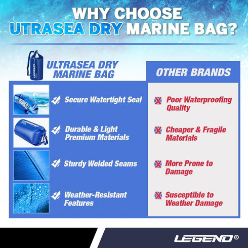 Legend UltraSEA Marine Dry Bag - Waterproof 5L Dry Bag for Kayaking, Boating, Canoeing, Rafting, Hiking