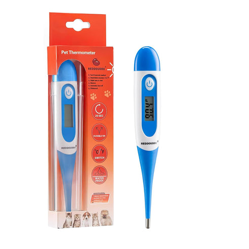Digital Pet Thermometer for Accurate Fever Detection, Suitable for Cats/Dogs/Horse/Veterinarian, Waterproof Pet