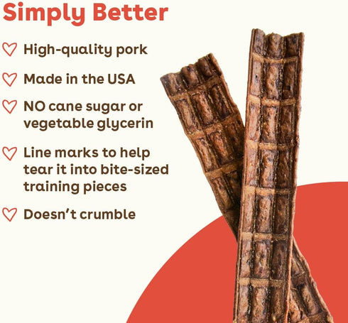 (16 oz) Pupford Pork Jerky for Dogs & Puppies, All-Natural, Healthy Dog Treats, No Fillers, Made in USA