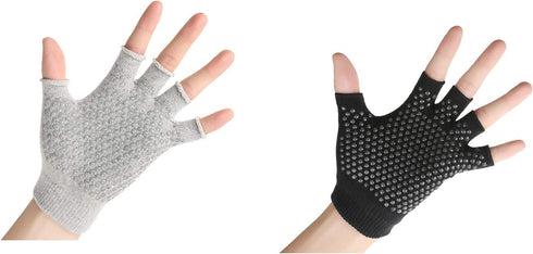 YL TRD 2 Packs of Non-Slip Fingerless Yoga Gloves, Exercise Workout Gloves