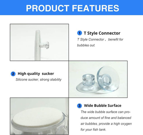 UPETTOOLS Aquarium Air Stone Kit with Control Valve, Quiet Nano Bubble Stone Diffuser for Super Tiny Bubbles