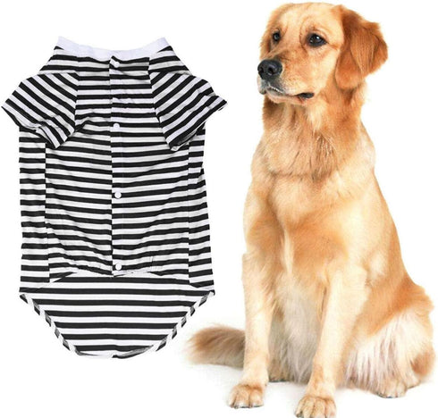 Dog Shirts for Large Dogs - Oversized Breathable Striped T Shirt Pullover Clothes for Medium to Large Dogs (Size L)