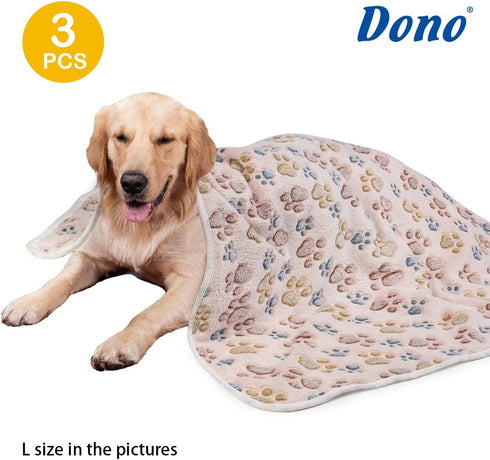 Dono 1 Pack 3 Dog Blankets, Soft Fluffy Fleece Pet Blanket, Warm Sleep Mat, Paw Print Design, Blanket for Dogs
