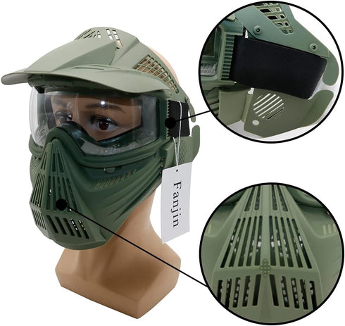 Tactical Paintball Mask, Airsoft Full Face Gear with Goggles, Impact Resistant for Outdoor Activities