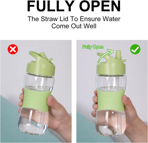 Sivaphe Clear Water Bottle with Straw, 12 oz, Portable Tritan Sports Drinking Bottle, Green