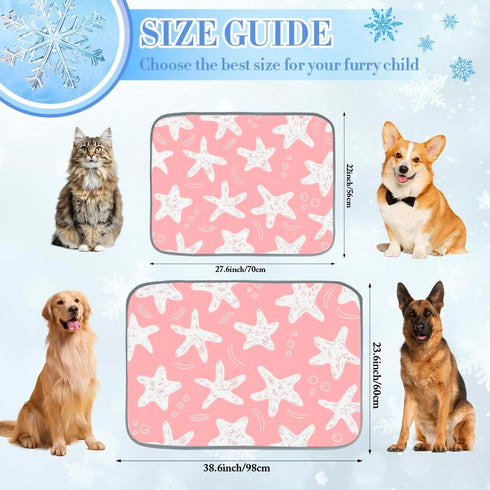 imiBBWQu Summer 27" 22" Cooling Mat for Dogs Starfish White Pink Floral Reversible Dog Cooling Mat Washable Dog Pad
