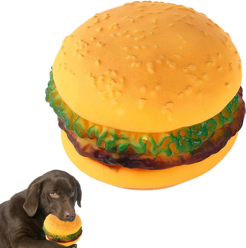 2 Pcs Bite-Resistant Dog Toys - Squeaky Chewing Toys for Tooth Cleaning, Dog Training, Hamburger Pet Toys