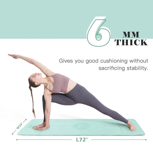 Non Slip Yoga Mat, Eco Friendly Pilates Fitness Mats, Anti-Tear 1/4" Thick for Women, Home Workout with Sling