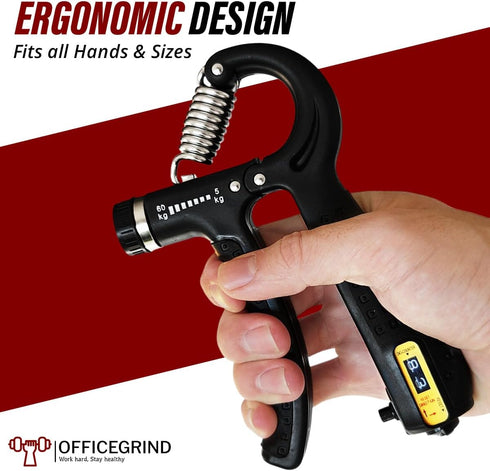 Hand Grip Strengthener Trainer with Adjustable Resistance - 10-130lbs (4.5-59kg) for Muscle Building, Injury Recovery,