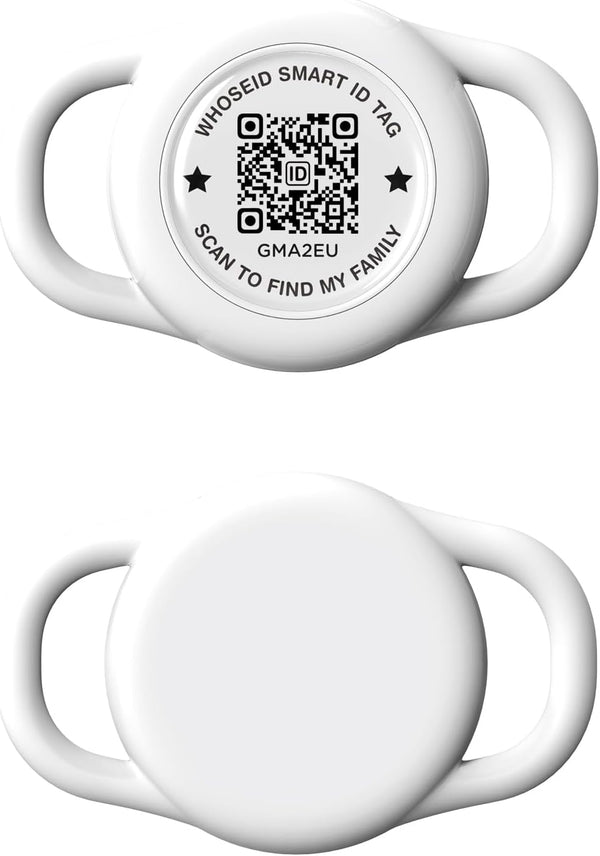 Waterproof Full Body Protection Anti-Lost Air Tag Case, QR Code Airtag Holder for Dog, Cats, Collar, Backpack (White,
