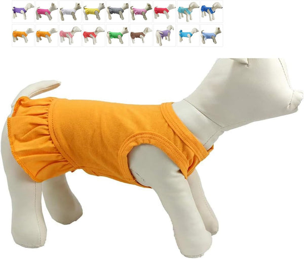 Pet Clothes Small Dog Blank Color Sport Dress T-Shirts Tee Dresses Tanks Top for Small Female Dogs, 100% Cotton (XS,