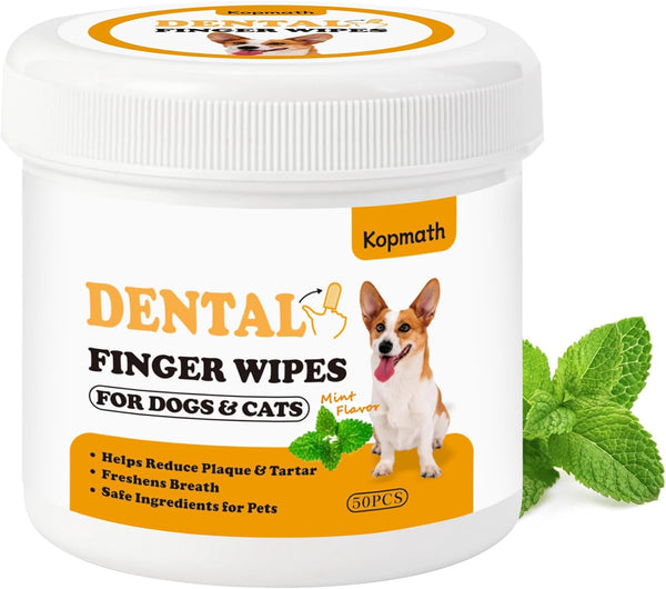 Dog Teeth Cleaning Wipes, Wider Dental Wipes for Plaque & Tartar, Safe & Natural Finger Wipes for Dogs
