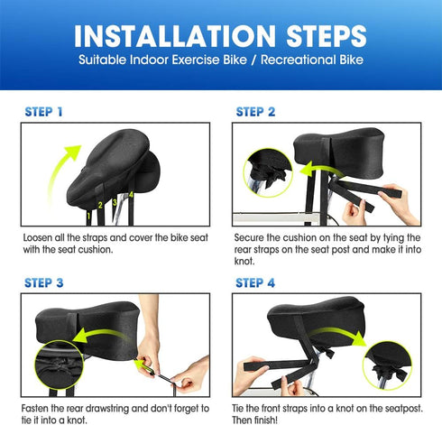 8.5-10in(Rain ANZOME Bike Seat Cushion, Wide Foam & Extra Soft Gel Exercise Bike Seat Cushion for Women Men Everyone