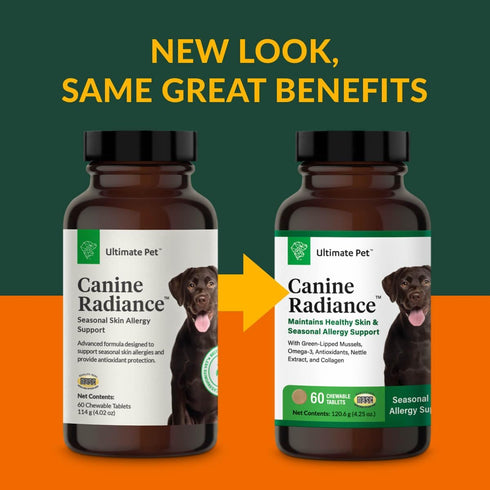 ULTIMATE PET NUTRITION Canine Radiance Skin Allergy Support Supplement for Dogs, 60 Chewable Tablets