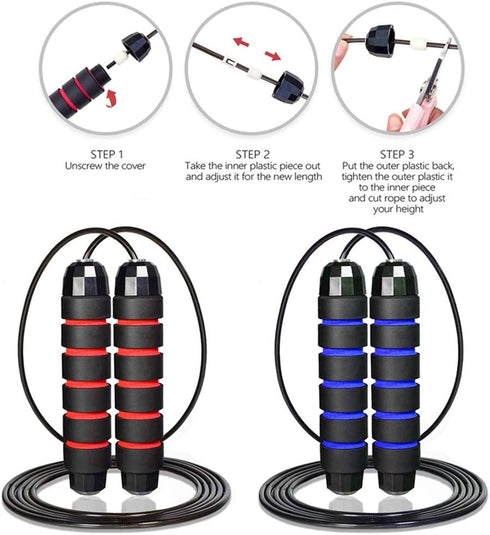 Redify Jump Rope, Adjustable Speed Jumping Rope for Fitness, Workout with Ball Bearings for Women, Men, Kids