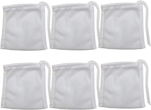 6 Pack Small Filter Bags for Activated Carbon, 3 by 4 inches High Flow Mesh Media Filter Bags