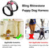 Beirui Rhinestone Dog Harness - Reflective Bling Nylon Vest with Sparkly Bow Tie for Small Medium Large Dogs, Black,