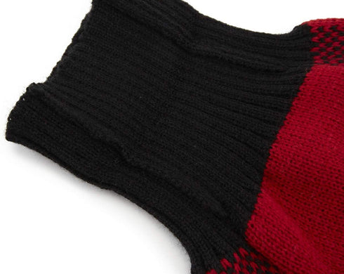 Red Dog Sweater, British Plaid Knitted Xmas Holiday Turtleneck for Large Dogs, X-Large (XL) 20" Back Length