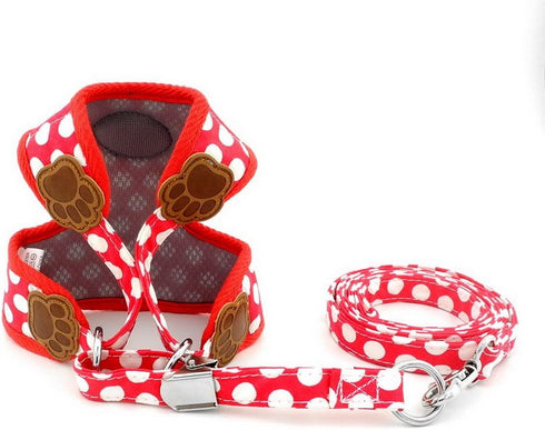 SELMAI Small Dog Harness Vest Leash Set, Polka Dot/Camo Mesh, No Pull Leads for Puppy Pet Cat