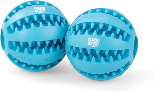 Small Rubber Dental Ball Dog Toy for Chewing - 1.95-Inch (2-Pack) for Medium & Large Dogs