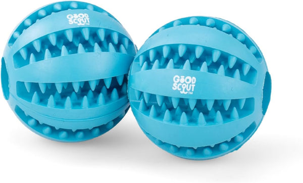 Small Rubber Dental Ball Dog Toy for Chewing - 1.95-Inch (2-Pack) for Medium & Large Dogs