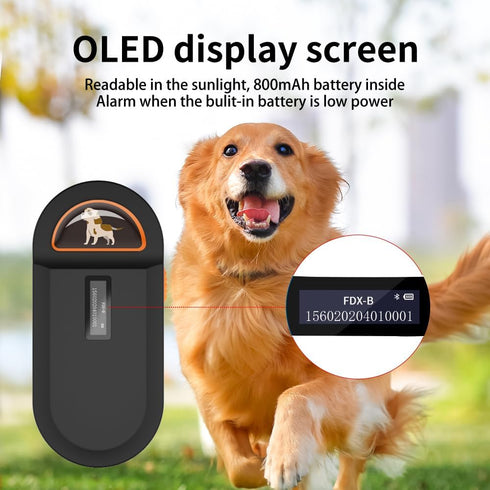 FDX-BISO11784/11785 Pet Microchip Scanner, RFID Dog and Cat Microchip Reader, Supports EMID, Microchips, for Animal