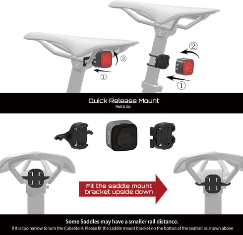 IPX6 4 CUBELITE III Smart Bike Light,Ultra-high Visibility, Auto On/Off, Dual-Channel LED Automatic Brake-Sensing