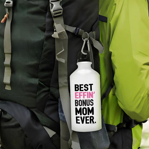 Gifts for Stepmom - Best Effin' Bonus Mom Ever Aluminum Water Bottle with Cap & Sport Top