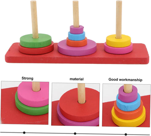 MUELODSIC Interactive Parrot Training Ring for Medium to Large Birds Wooden Tabletop Stacking Game to Enhance