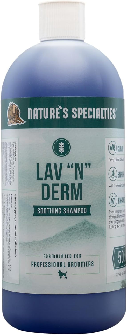 Nature's Specialties Lav-N-Derm Ultra Concentrated Calming Dog Shampoo for Pets, Makes up