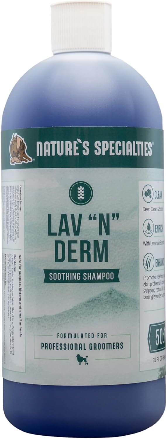 Nature's Specialties Lav-N-Derm Ultra Concentrated Calming Dog Shampoo for Pets, Makes up