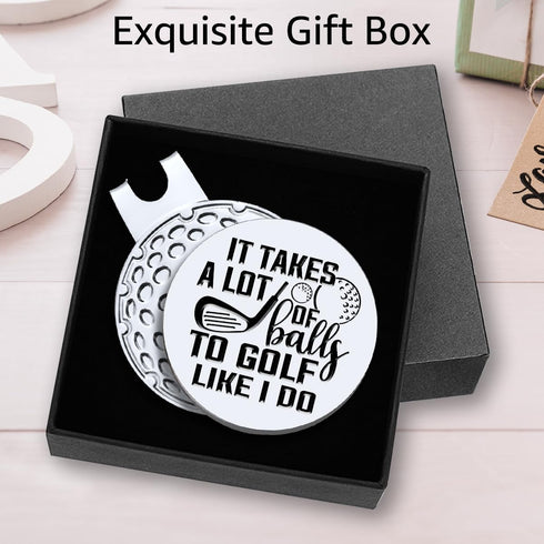 Hafhue It Takes A Lot of to Golf Like I Do Golf Ball Marker with Magnetic Hat Clip, Funny Golf Gifts for Men