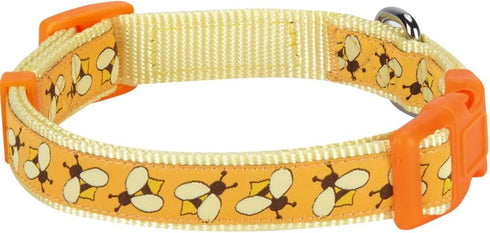 Blueberry Pet Essentials 10 Patterns Busy Bees Designer Adjustable Dog Collar, Small, Neck 12"-16"