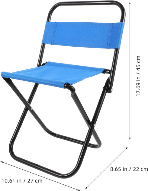 Compact Folding Camping Chair with Backrest, Small Portable Outdoor Fishing Stool for Adults, Lightweight Blue Foldable
