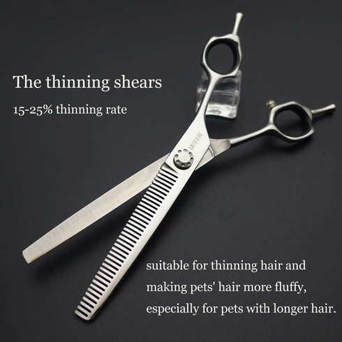 7 inches Set Set 4 1 Safe Dog Grooming Scissors with Round Tip,Straight & Thinning & Curved Shears with comb for Dog