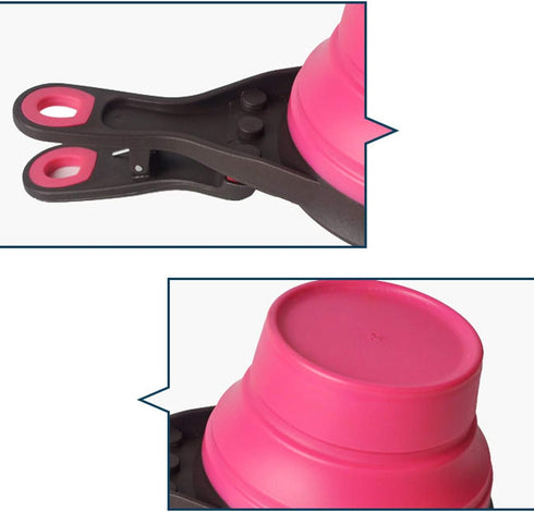 Collapsible Pet Scoop Silicone Measuring Cups Set, 3 in 1 Multi-Function Scoop Bowls Bag Clip for Dog Cat Food