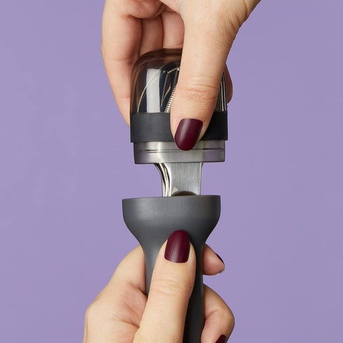 ZOKU Pocket Utensil Set - Charcoal Stainless Steel Fork, Knife & Spoon Nest in Hygienic Case for Travel