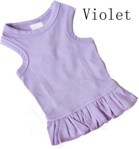 Pet Clothes Small Dog Blank Color Sport Dress T-Shirts Tanks for Female Dogs, 100% Cotton (XS, Violet)
