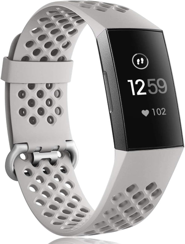 Wepro Waterproof Replacement Bands for Fitbit Charge 3, Breathable Sport Strap Accessories for Large Slate Gray