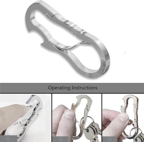 Idakekiy Dual Carabiner Keychain Multi Tool with Key Chain Bottle Opener