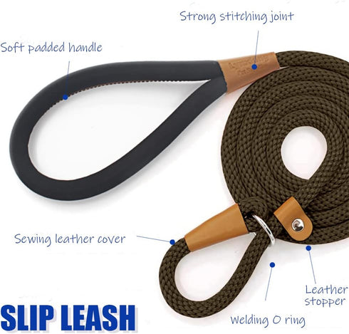 lynxking 6 FT Dog Leash Slip Lead 2 Pack, Strong Heavy Duty Braided No Pull Training Leash for Medium Large Small Dogs