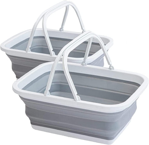 yETO Collapsible Sink 2 Pack, Outdoor Camping Picnic Basket, Lightweight Portable Dish Washing Basin