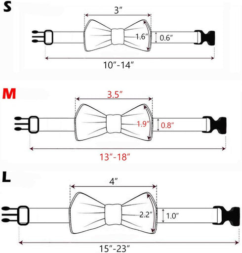 Dog Collar Bow Ties, Adjustable Camouflage Collars for Small Medium Large Dogs, 18 Colors, 3 Sizes (M 13"-18")