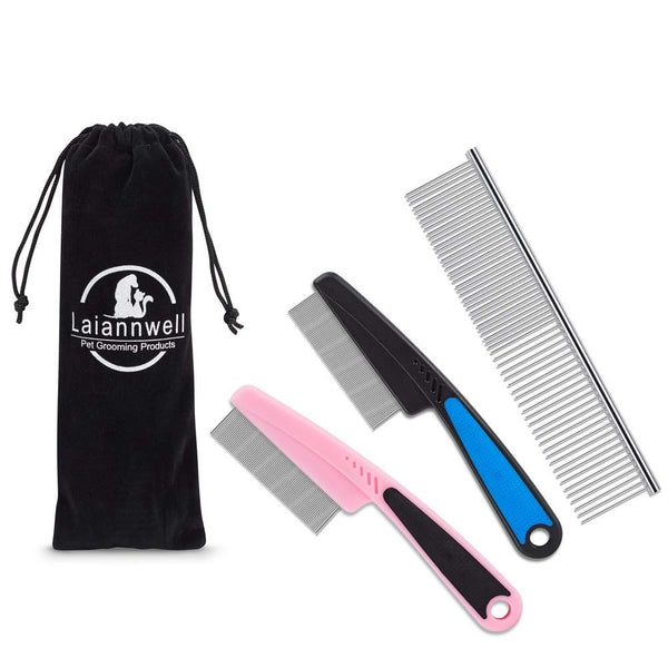 Laiannwell Cat Combs, Professional Grooming Comb for Dog/Cat/Small Pets (3 Packs)